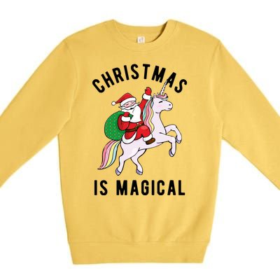 Christmas Is Magical Unicorn Santa Claus Premium Crewneck Sweatshirt