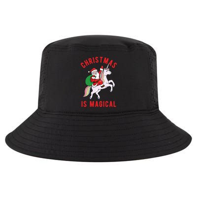 Christmas Is Magical Unicorn Santa Claus Cool Comfort Performance Bucket Hat