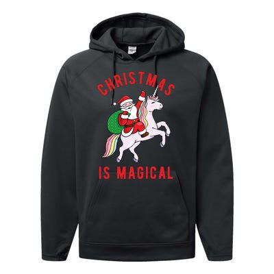 Christmas Is Magical Unicorn Santa Claus Performance Fleece Hoodie