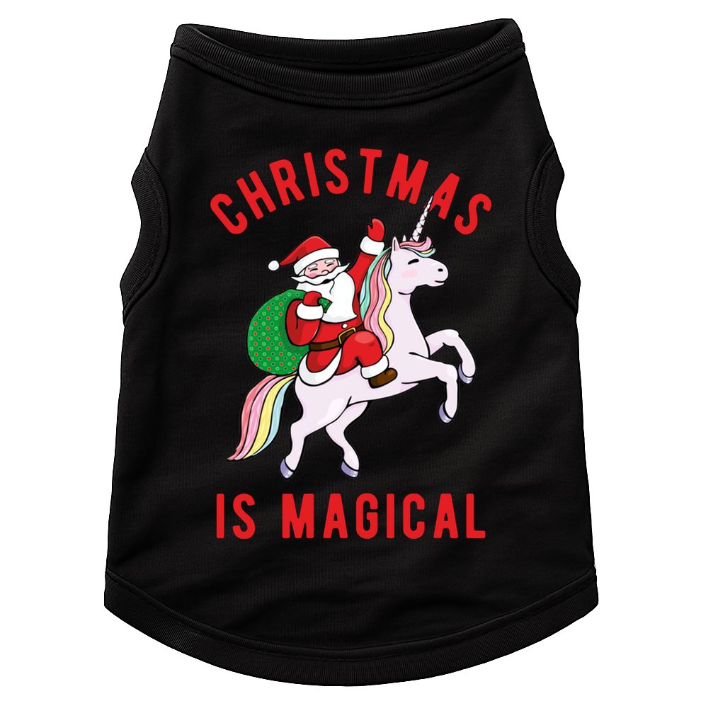 Christmas Is Magical Unicorn Santa Claus Doggie Tank