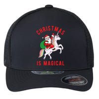 Christmas Is Magical Unicorn Santa Claus Flexfit Unipanel Trucker Cap