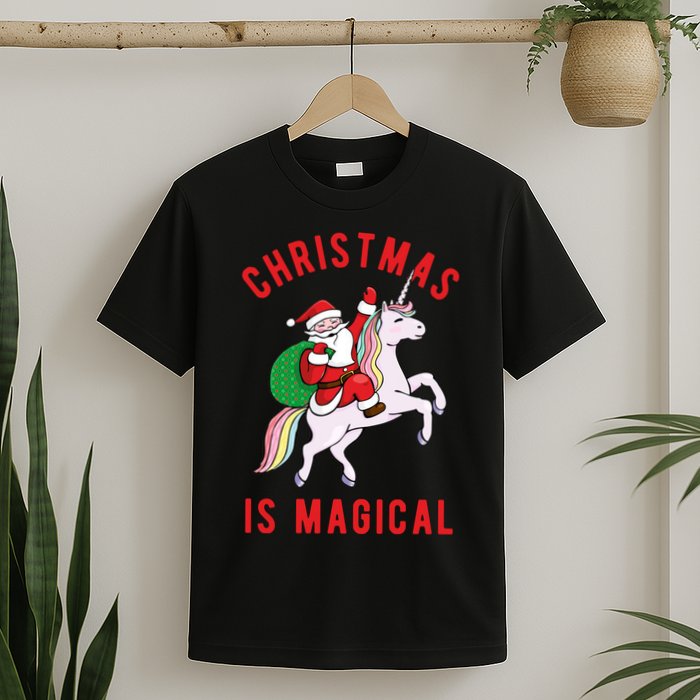 Christmas Is Magical Unicorn Santa Claus T-Shirt