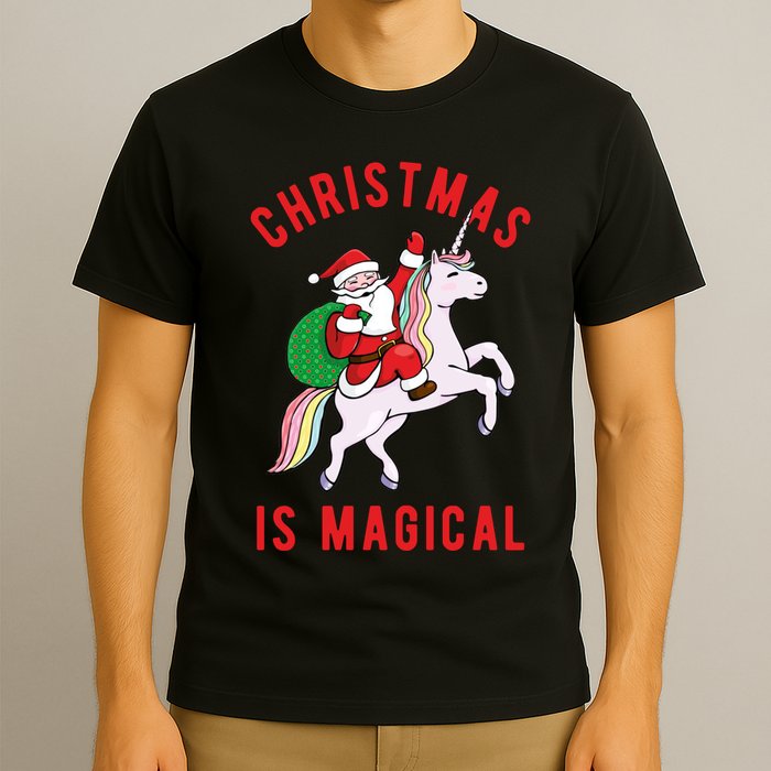 Christmas Is Magical Unicorn Santa Claus T-Shirt