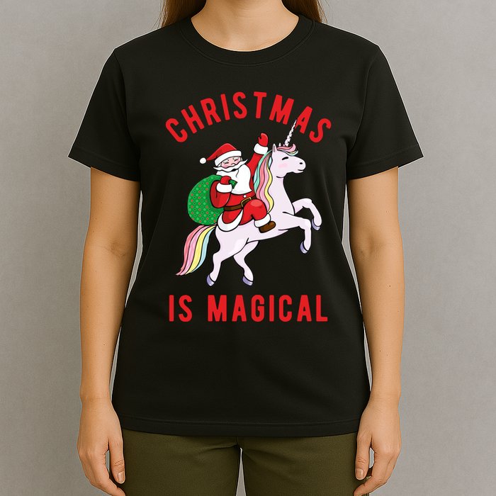 Christmas Is Magical Unicorn Santa Claus T-Shirt