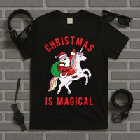 Christmas Is Magical Unicorn Santa Claus T-Shirt