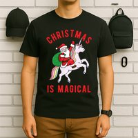 Christmas Is Magical Unicorn Santa Claus T-Shirt