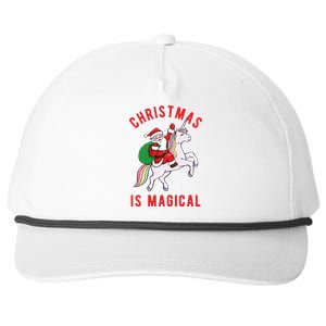 Christmas Is Magical Unicorn Santa Claus Snapback Five-Panel Rope Hat