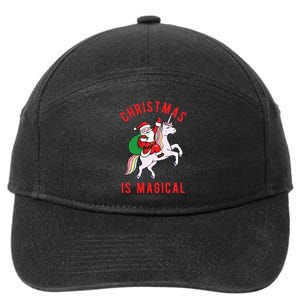 Christmas Is Magical Unicorn Santa Claus 7-Panel Snapback Hat