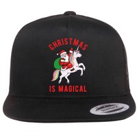 Christmas Is Magical Unicorn Santa Claus Flatbill Hat