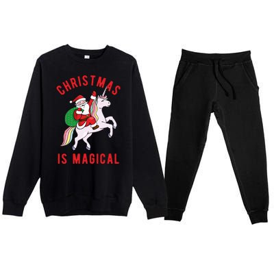 Christmas Is Magical Unicorn Santa Claus Premium Crewneck Sweatsuit Set