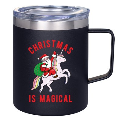 Christmas Is Magical Unicorn Santa Claus 12oz Stainless Steel Coffee Mug