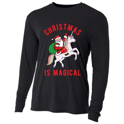 Christmas Is Magical Unicorn Santa Claus Cooling Performance Long Sleeve Crew
