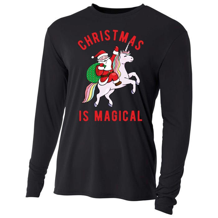 Christmas Is Magical Unicorn Santa Claus Cooling Performance Long Sleeve Crew