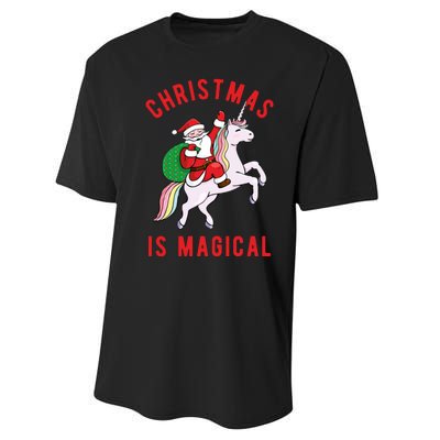 Christmas Is Magical Unicorn Santa Claus Performance Sprint T-Shirt