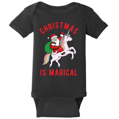 Christmas Is Magical Unicorn Santa Claus Baby Bodysuit