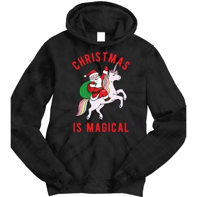 Christmas Is Magical Unicorn Santa Claus Tie Dye Hoodie