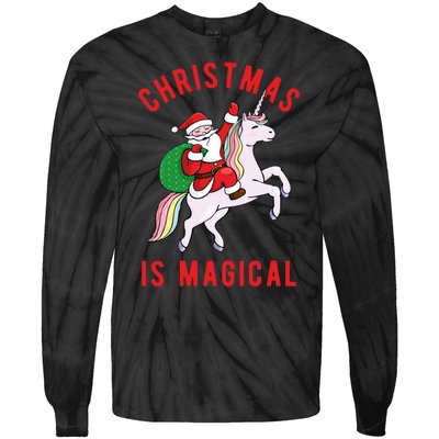 Christmas Is Magical Unicorn Santa Claus Tie-Dye Long Sleeve Shirt