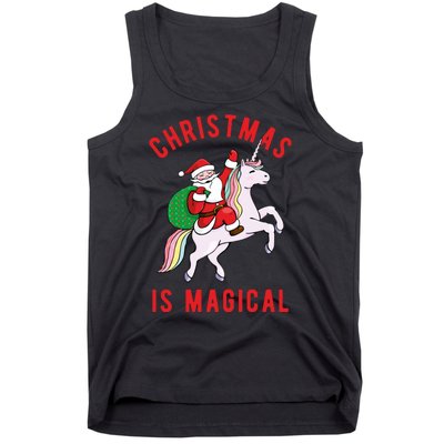 Christmas Is Magical Unicorn Santa Claus Tank Top