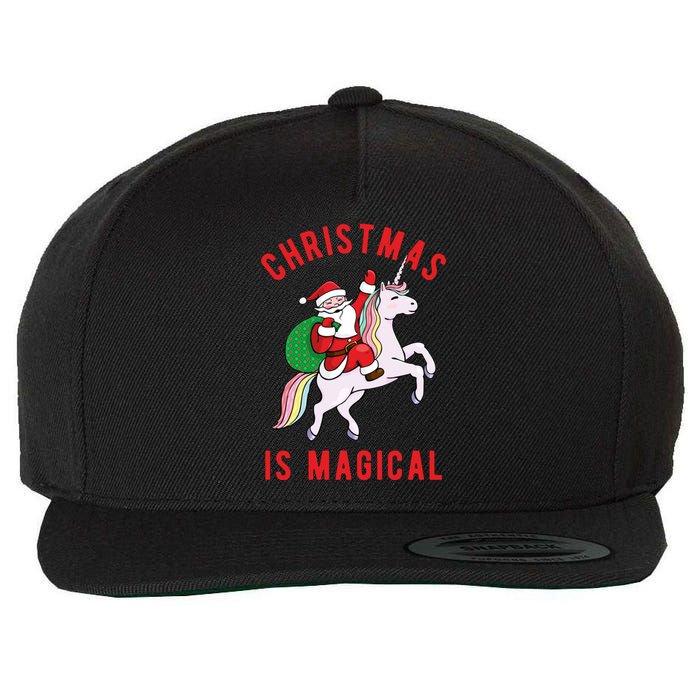 Christmas Is Magical Unicorn Santa Claus Wool Snapback Cap