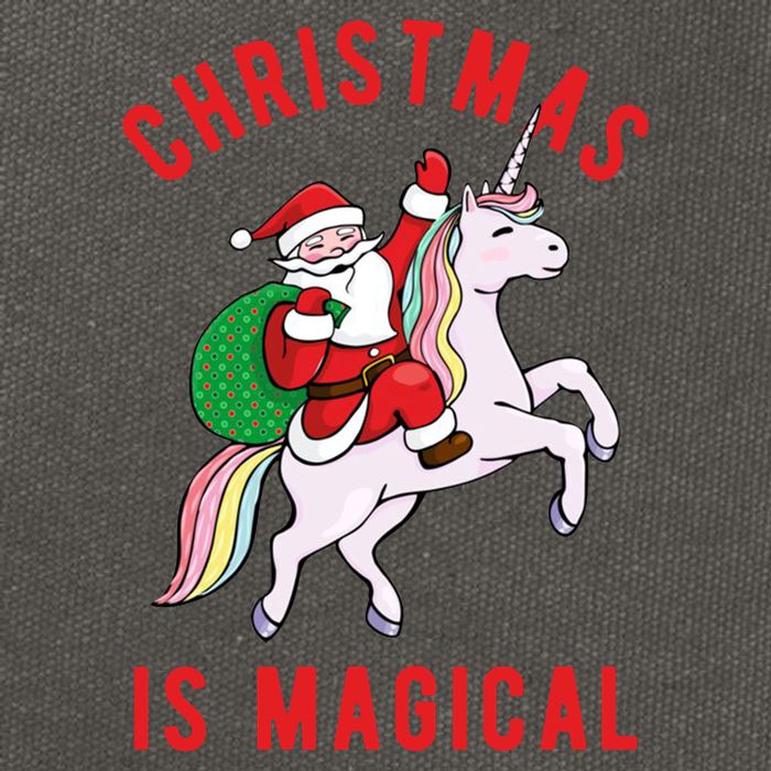 Christmas Is Magical Unicorn Santa Claus Cotton Canvas Backpack