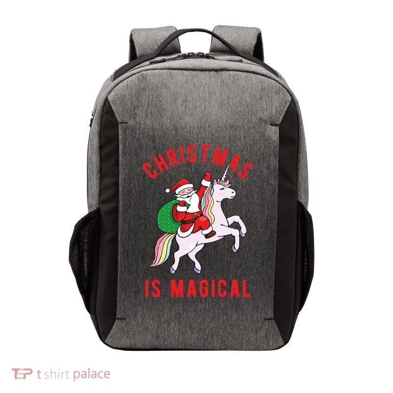 Christmas Is Magical Unicorn Santa Claus Vector Backpack
