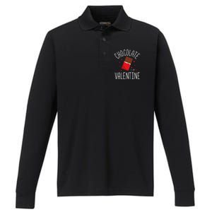 Chocolate Is My Valentine Performance Long Sleeve Polo