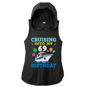 Cruising Into My 69th Birthday Party Ladies PosiCharge Tri-Blend Wicking Draft Hoodie Tank