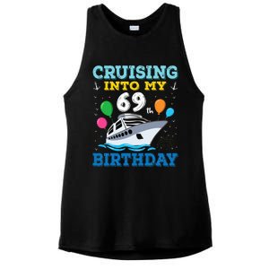 Cruising Into My 69th Birthday Party Ladies PosiCharge Tri-Blend Wicking Tank