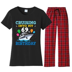 Cruising Into My 69th Birthday Party Women's Flannel Pajama Set