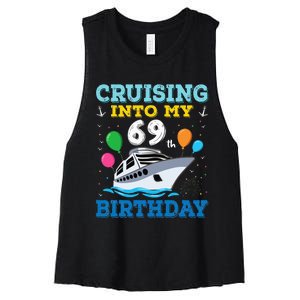 Cruising Into My 69th Birthday Party Women's Racerback Cropped Tank