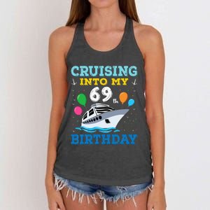 Cruising Into My 69th Birthday Party Women's Knotted Racerback Tank