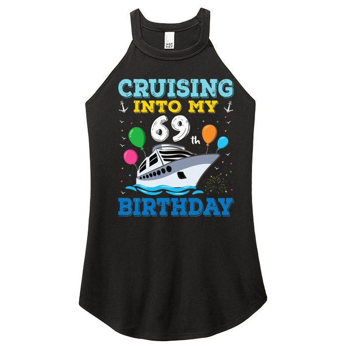 Cruising Into My 69th Birthday Party Women's Perfect Tri Rocker Tank