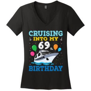 Cruising Into My 69th Birthday Party Women's V-Neck T-Shirt