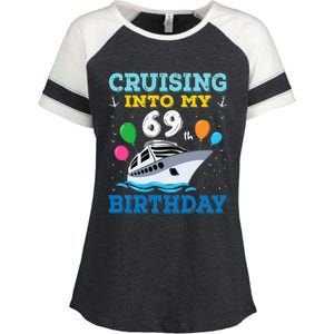 Cruising Into My 69th Birthday Party Enza Ladies Jersey Colorblock Tee