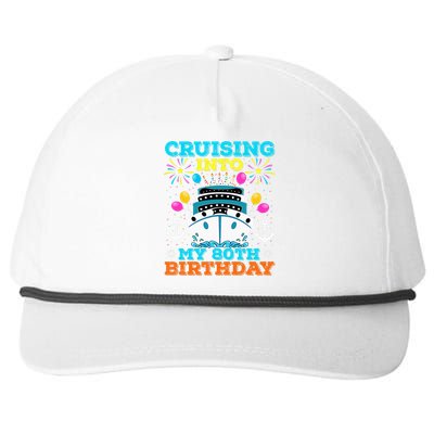 Cruising Into My 80th Birthday Party Cruise Theme Birthday Snapback Five-Panel Rope Hat