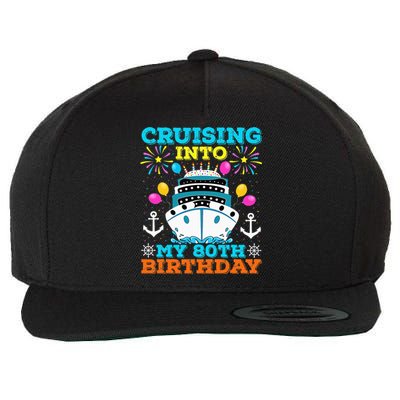 Cruising Into My 80th Birthday Party Cruise Theme Birthday Wool Snapback Cap