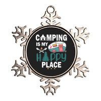 Camping Is My Happy Place Metallic Star Ornament