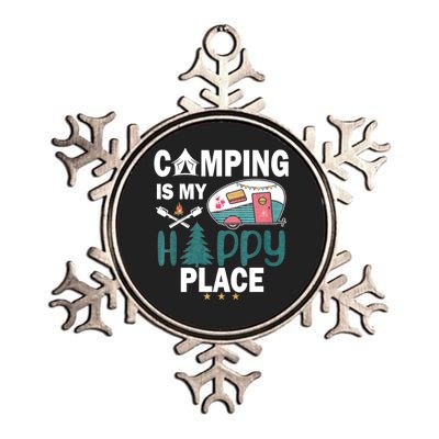 Camping Is My Happy Place Metallic Star Ornament