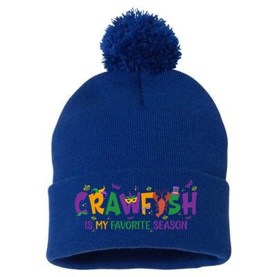 Crawfish Is My Favorite Season Mardi Gras Crawfish Lobster Gift Pom Pom 12in Knit Beanie