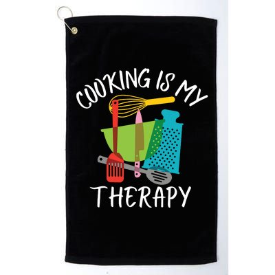 Cooking Is My Therapy Chef Cook Gifts Funny Culinary Platinum Collection Golf Towel