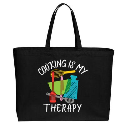 Cooking Is My Therapy Chef Cook Gifts Funny Culinary Cotton Canvas Jumbo Tote