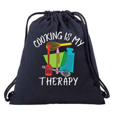 Cooking Is My Therapy Chef Cook Gifts Funny Culinary Drawstring Bag