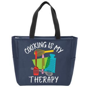 Cooking Is My Therapy Chef Cook Gifts Funny Culinary Zip Tote Bag