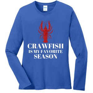 Crawfish Is My Favorite Season Sucking Mudbug Seafood Lover Cool Gift Ladies Long Sleeve Shirt