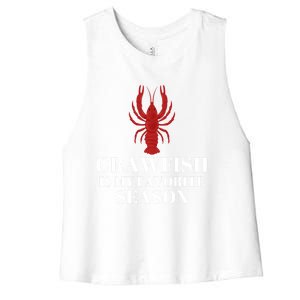 Crawfish Is My Favorite Season Sucking Mudbug Seafood Lover Cool Gift Women's Racerback Cropped Tank