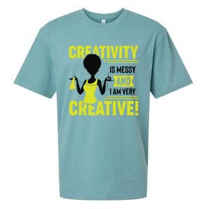 Creativity Is Messy And I Am Very Messy Black Craft Meaningful Gift Sueded Cloud Jersey T-Shirt