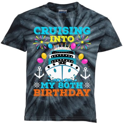 Cruising Into My 80th Birthday Party Cruise Kids Tie-Dye T-Shirt