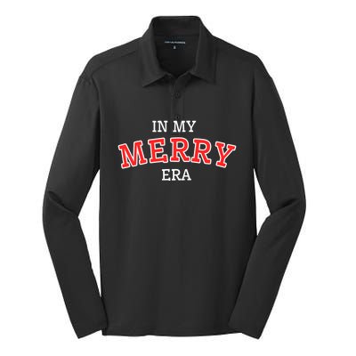 Christmas In My Merry Era Xmas Holiday Christmas Gift Silk Touch Performance Long Sleeve Polo