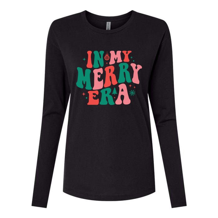 Christmas In My Merry Era Xmas Holiday Christmas Womens Cotton Relaxed Long Sleeve T-Shirt