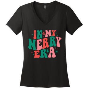 Christmas In My Merry Era Xmas Holiday Christmas Women's V-Neck T-Shirt